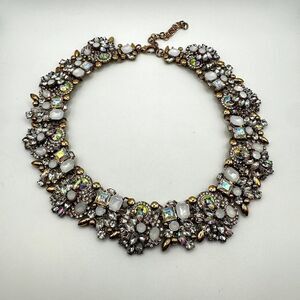 16" Vintage HOLYLOVE Multi Colored Crystal Bib Statement Necklace!